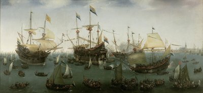 1599年7月19日、第2次東インド探検隊のアムステルダムへの帰還 作： Hendrick Cornelisz. Vroom