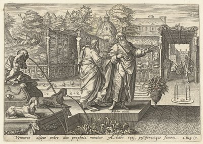 エリヤは干ばつが来ることをアハブ王に予言する エリヤの歴史（シリーズタイトル） 作： Hendrick Goltzius (rejected attribution)