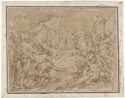 ファエトンはアポロに太陽の戦車を要求します 作： Hendrick Goltzius (school of)