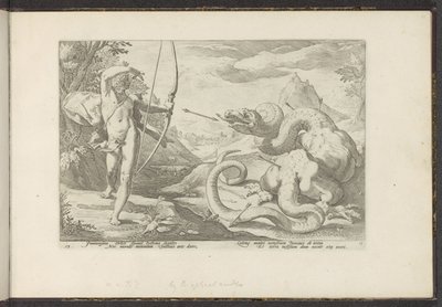 アポロは巨大なヘビのパイソンを殺します Ovid