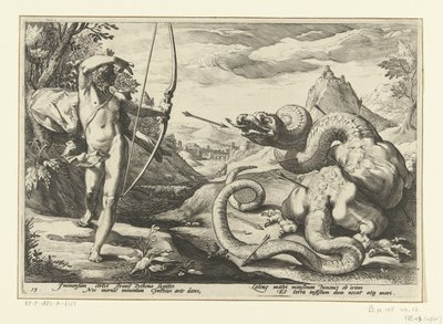 アポロは巨大なヘビのパイソンを殺します Ovid