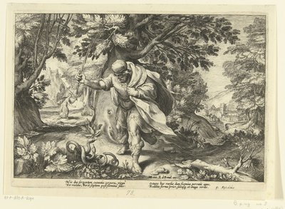 交尾中の 2 匹のヘビを攻撃するテイレシアス Ovid