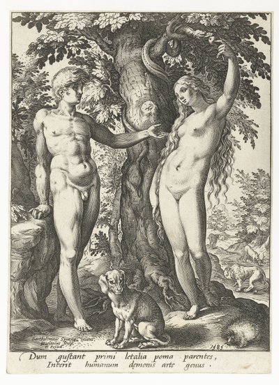 アダムとイブと蛇 作： Hendrick Goltzius