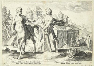 アポロはケイロンにアスクレピオスの訓練を任せる 作： Hendrick Goltzius