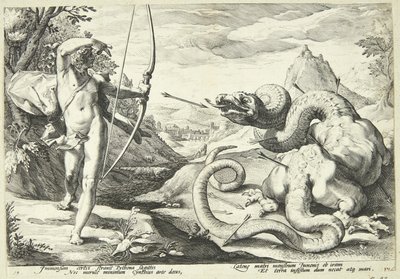 アポロがパイソンを殺す 作： Hendrick Goltzius