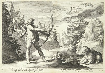 アルカスは母親を殺す準備をした 作： Hendrick Goltzius