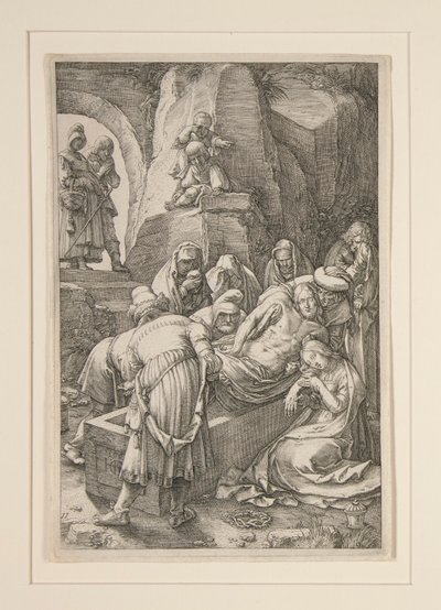 キリストの埋葬 (埋葬)、受難から、12 の彫刻シリーズの 11 番 作： Hendrick Goltzius