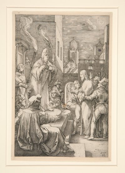 カイアファの前のキリスト、連作「キリストの受難」より第4図 作： Hendrick Goltzius