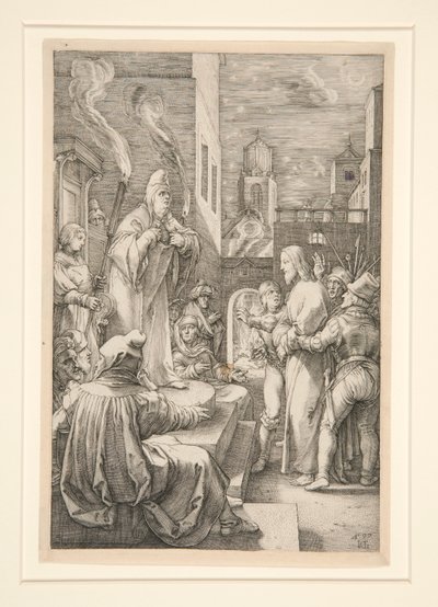 カイファの前のキリスト、受難曲、12 の版画シリーズの 4 番 作： Hendrick Goltzius