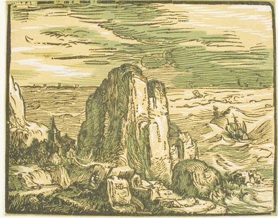 四つの小さな風景より 海辺の断崖 作： Hendrick Goltzius
