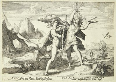 月桂樹に変身したダフネ 作： Hendrick Goltzius