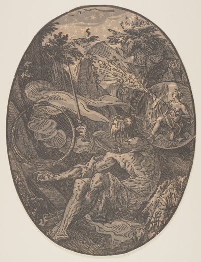 永遠の洞窟のデモゴルゴン（『神々』より 作： Hendrick Goltzius