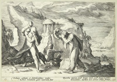 Deukalion と Pyrrha が世界に再居住 作： Hendrick Goltzius