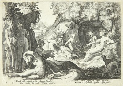 ダイアナがカリストの妊娠を発見 作： Hendrick Goltzius