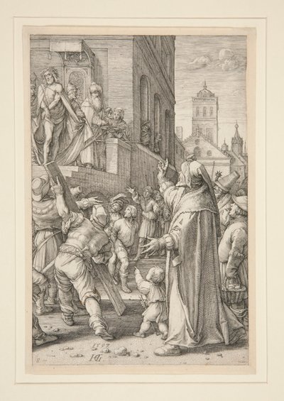 Ecce Homo, from The Passion, #8 in the series of 12 engraving 作： Hendrick Goltzius