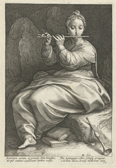 エウテルペ 9人のミューズ（シリーズタイトル） 作： Hendrick Goltzius