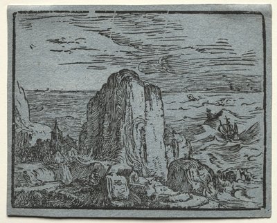 四つの小風景 No.4 海辺の断崖 作： Hendrick Goltzius