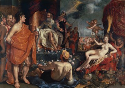 パンドラをエピメテウス王に贈るエルメス、1611年。 作： Hendrick Goltzius