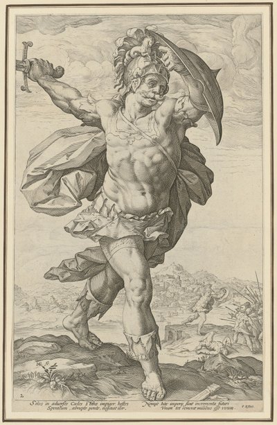ホラティウス・コクレス、「ローマの英雄たち」シリーズ第2枚 作： Hendrick Goltzius