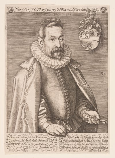 ヤン・ニッケ、アムステルダムのアートコレクター 作： Hendrick Goltzius