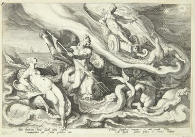 ジュノはオケアノスとテティスにカリストについて不平を言う 作： Hendrick Goltzius