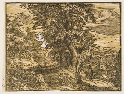 羊飼いのカップルのいる風景 作： Hendrick Goltzius