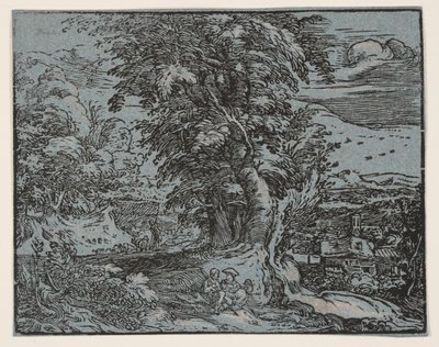 羊飼いのカップルのいる風景 作： Hendrick Goltzius