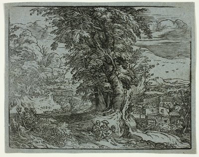 四つの小さな風景より 羊飼いの夫婦のいる風景 作： Hendrick Goltzius