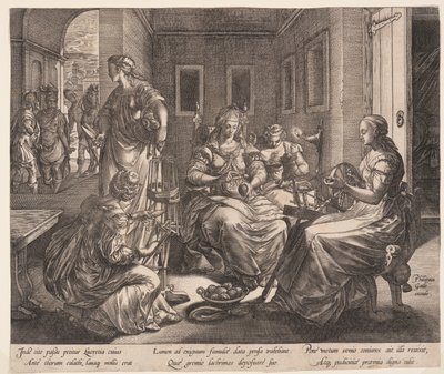 ルクレティアと紡ぐ女たち（『ルクレティア物語』より 作： Hendrick Goltzius