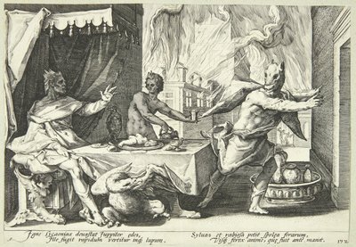 リカオンがオオカミに変身 作： Hendrick Goltzius