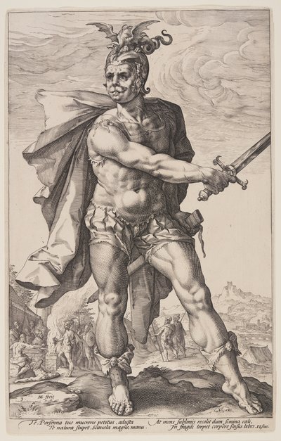 ムキウス・スカエボラ、『ローマの英雄』より 作： Hendrick Goltzius