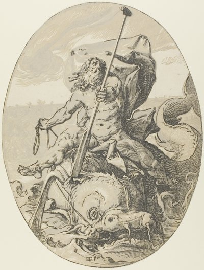 オケアノス、『デモゴルゴンと神々』のプレート 2 作： Hendrick Goltzius
