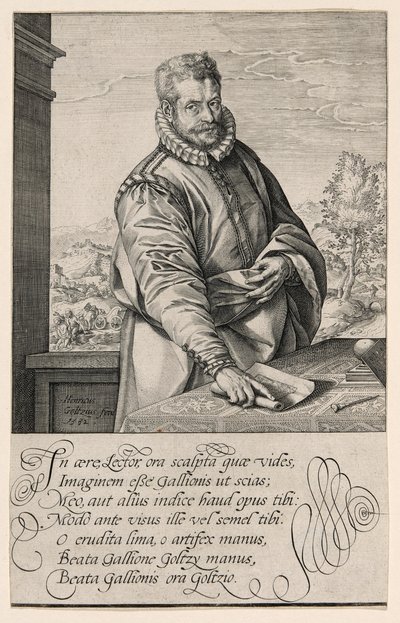 Philips Galle (1537-1612)、Haarlem の Coornhert の生徒、1570 年からアントワープの彫刻家および出版者。 背景左の宦官の洗礼 作： Hendrick Goltzius