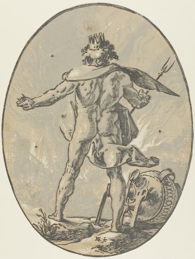 プルート、デモゴルゴンと神々のプレート4 作： Hendrick Goltzius