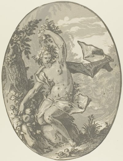 Proserpine、「デモゴルゴンと神々」のプレート 5 作： Hendrick Goltzius