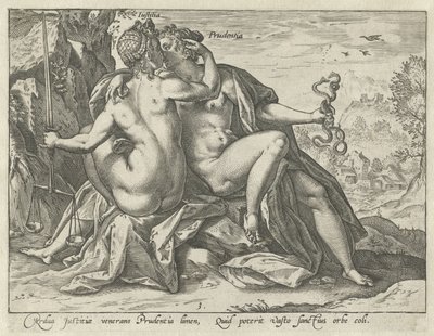 正義と慎重さ (Justitia / Prudentia) The United Virtues (シリーズタイトル) 作： Hendrick Goltzius