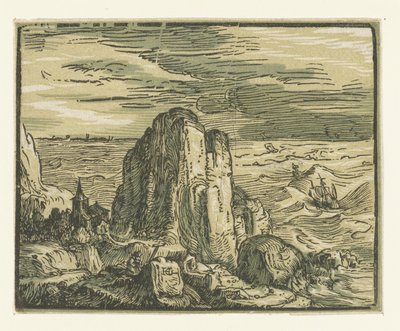 海岸の岩 四つの小さな風景 (シリーズタイトル) 作： Hendrick Goltzius