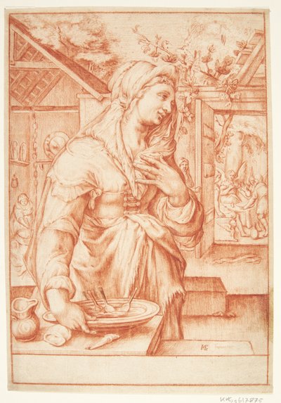 キッチンのサラ 作： Hendrick Goltzius