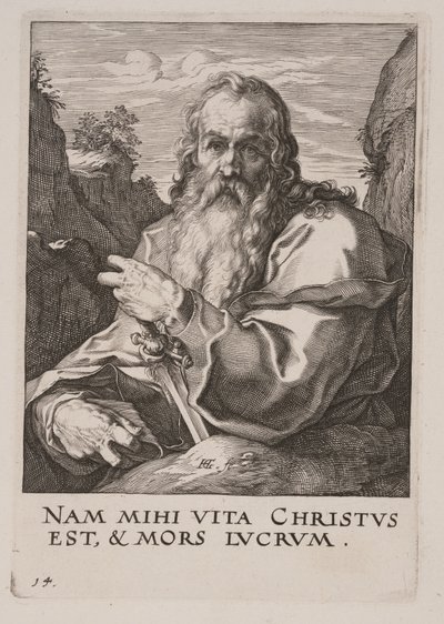 聖パウロ、キリスト、使徒、聖パウロと信条より 作： Hendrick Goltzius