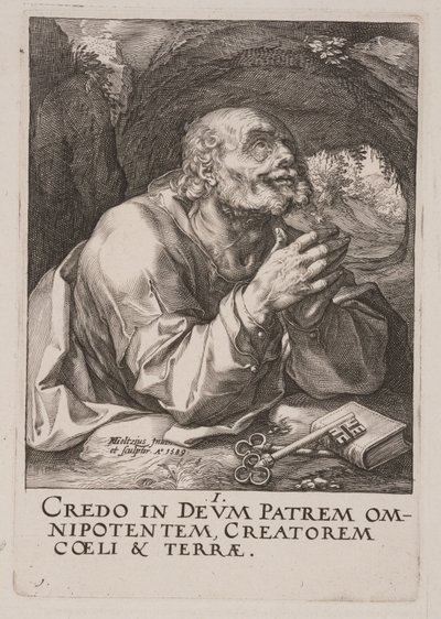 聖ペテロ、キリスト、使徒、聖パウロと信条より 作： Hendrick Goltzius