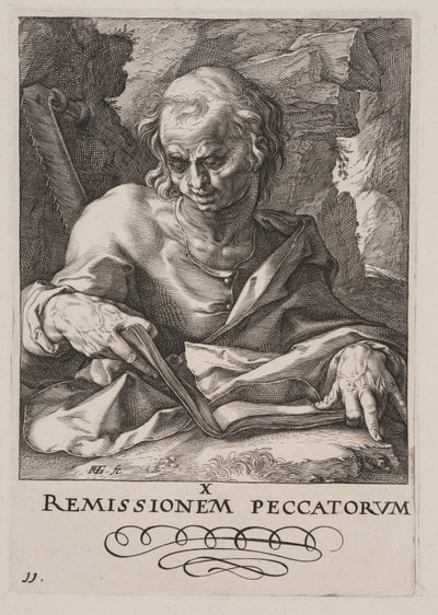 信条を持つキリスト、使徒、聖パウロより聖シモン 作： Hendrick Goltzius