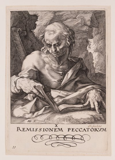 信条を持つキリスト、使徒、聖パウロより聖シモン 作： Hendrick Goltzius