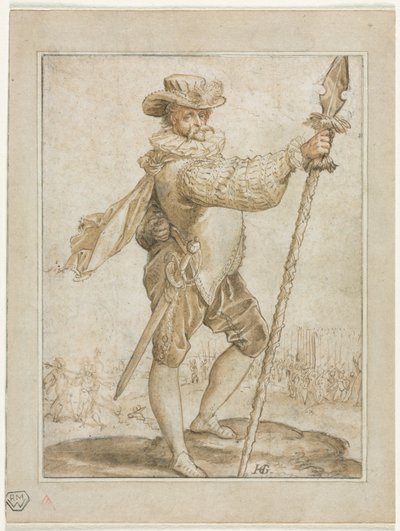 イノシシの槍を持った常任将校 作： Hendrick Goltzius