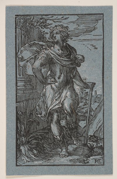杖をつく青年 作： Hendrick Goltzius