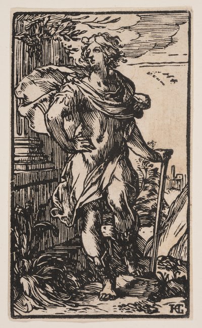 杖をつく青年 作： Hendrick Goltzius
