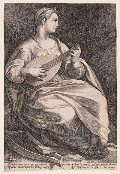 踊りのミューズ、テルプシコーレ（『9人のミューズ』より 作： Hendrick Goltzius