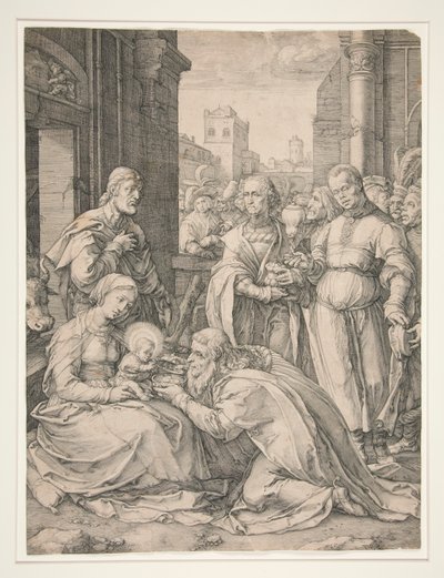 シリーズ「キリストの誕生と初期の生涯」より「マギの礼拝」 作： Hendrick Goltzius