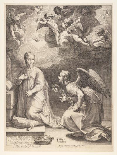受胎告知（『キリストの誕生と生涯』より 作： Hendrick Goltzius