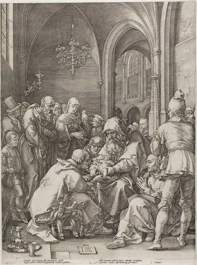割礼、『キリストの誕生と幼少期』のプレート 4 作： Hendrick Goltzius