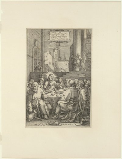 最後の晩餐、「パッション オブ キリスト」のプレート 1 作： Hendrick Goltzius